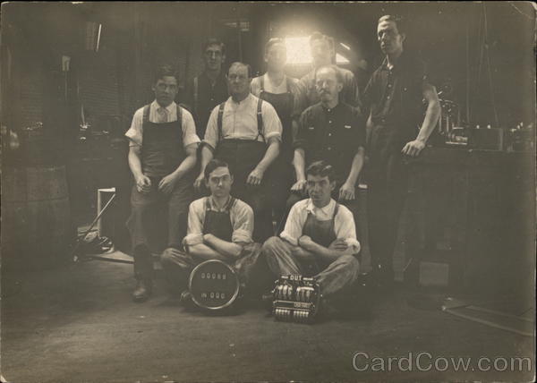 Group of Men, Machinists with Streetcar Meters Trolleys & Streetcars