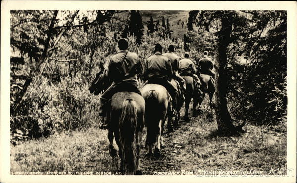 Group of Men Riding Horses in Alaska at McKinley Recreational Camp