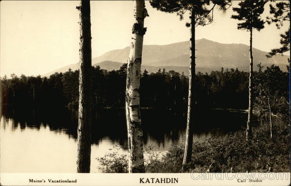 Trees, Lake and Mount Katahdin in Maine