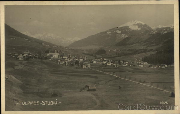 View of Town and Stubai Glacier Fulpmes Austria