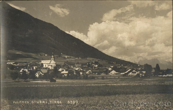 View of Town and Stubai Alps Fulpmes Austria