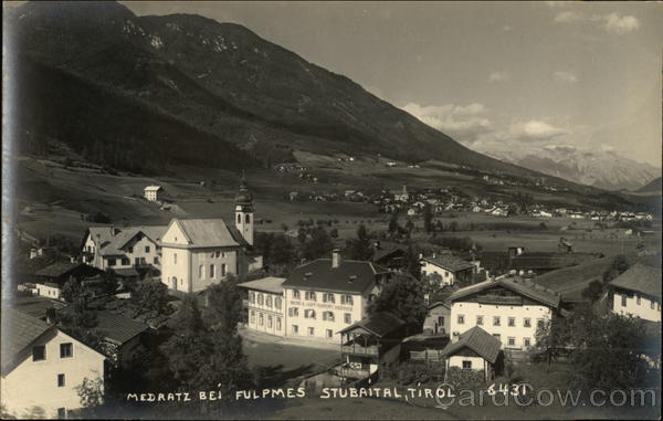 View of Town and Mountains, Stubaital Medratz Austria