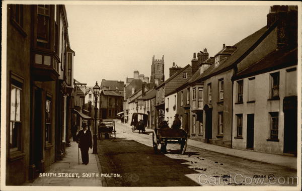 Horse and Buggies on South Street in South Molton Horse-Drawn