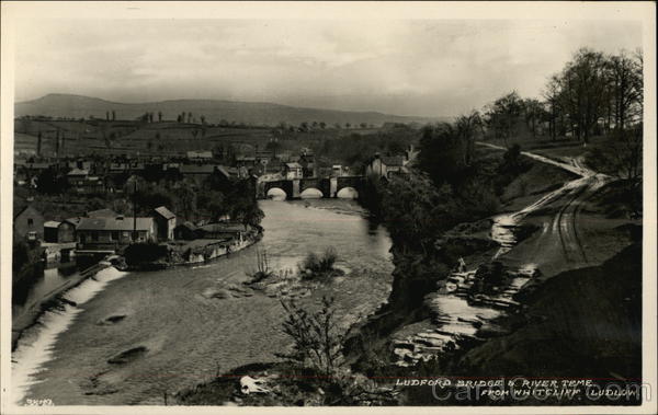 Ludford Bridge & River Teme from Whitfield Ludlow England