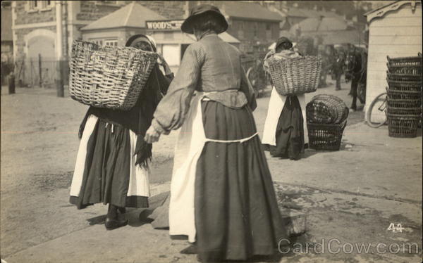 Women Carrying Large Baskets on Their Back