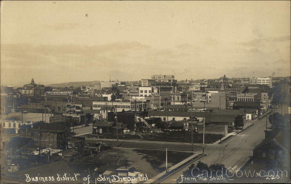 Bird's Eye View of Business District, from the South San Diego California