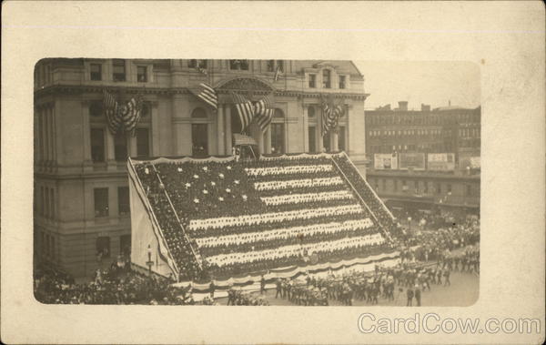 Federal Courthouse Staged for Woodrow Wilson's Call for Preparedness, 1916 Providence Rhode Island