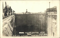 Sailors Visiting the Gatun Locks in Panama Canal Postcard