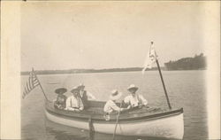 Men in a Rowboat with Flags in the Water Men in a Rowboat with Flags in the Water