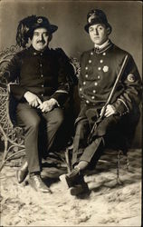 Two Policemen Posing in Uniform Postcard