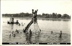 Bathing Beach, Montello Lake Wisconsin Postcard Postcard Postcard