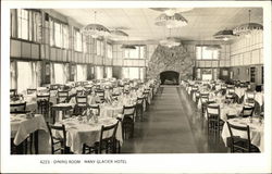 Dining Room, Many Glacier Hotel Postcard
