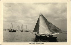 Sailboat on Water Nassau, Bahamas Caribbean Islands Postcard Postcard Postcard