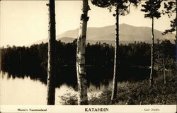 Trees, Lake and Mount Katahdin in Maine Postcard Postcard Postcard