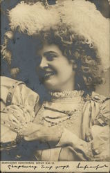 Woman in Dress and Feather Hat Postcard