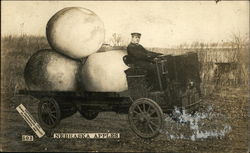 Man Driving Truck with Giant Apples Postcard