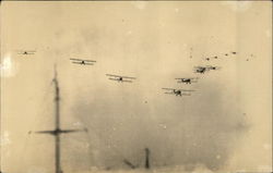 Biplanes Flying in Formation Postcard