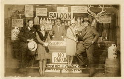 Two Couples and a Bartender at a Saloon Postcard