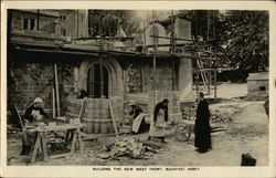 Building The New West Front, Budkfast Abbey Postcard