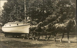 Horse Team Pulling a Boat "Antler" Postcard