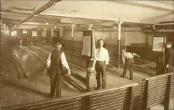 Men in Bowling Alley Postcard