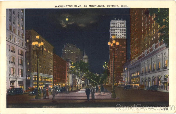 Washington Blvd. By Moonlight Detroit Michigan