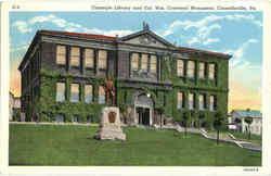 Carnegie Library And Col. Wm. Crawford Monument Connellsville, PA Postcard Postcard