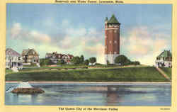 Reservoir And Water Tower Lawrence, MA Postcard Postcard