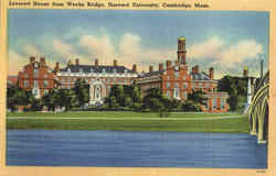 Leverett House From Weeks Bridge, Harvard University Postcard