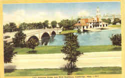 Larz Anderson Bridge And Weld Boathouse Cambridge, MA Postcard Postcard