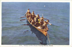 Eskimo In Skin Omiak Hunting Walrus, AL Postcard Postcard