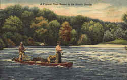 A Typical Float Scene In The Scenic Ozarks Canoes & Rowboats Postcard Postcard