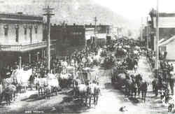 Ore Wagons On Miner Street Postcard