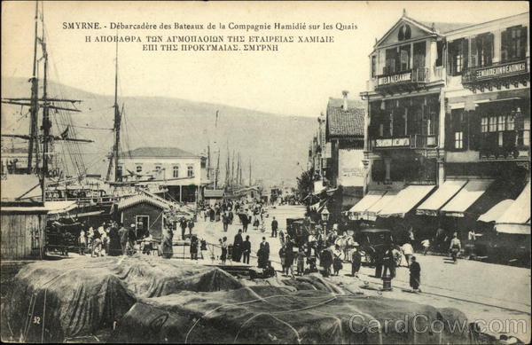 Débarcadère des Bateaux de la Compagnie Hamidié sur les Quais. Smyrne Turkey