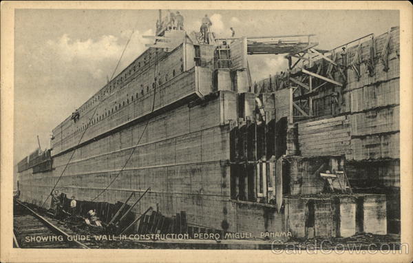 Canal Guide Wall During Construction Pedro Miguel Panama