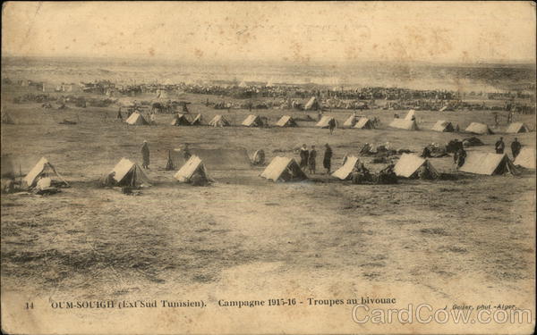 Campagne 15-16 - Troupes au bivouac Oum Souigh Tunisia