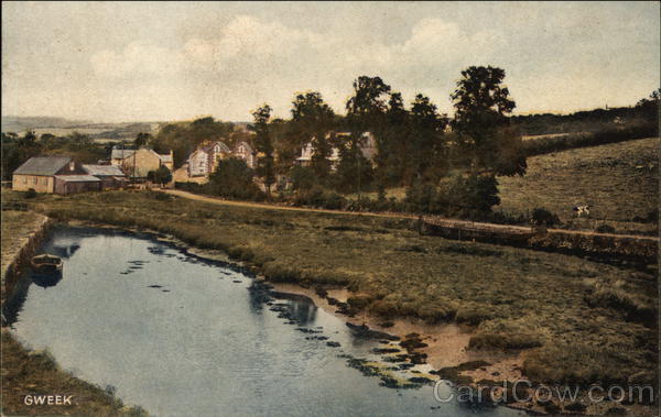 View of Village and River Gweek England Cornwall