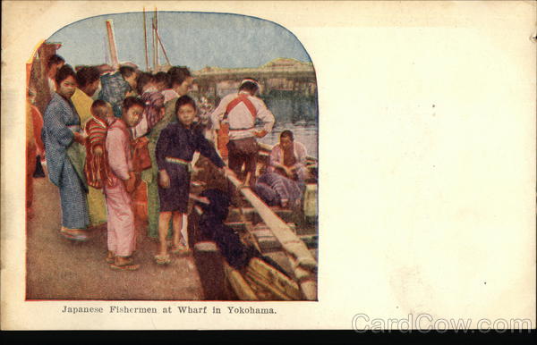 Japanese Fishermen at Wharf in Yokohama