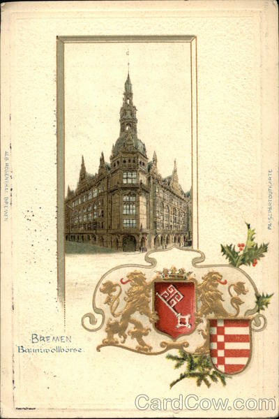 Bremen Cotton Exchange and Flags Germany