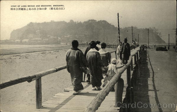 View of Long Bridge and Town Enoshima Japan