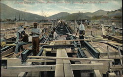 Laying Track for Electric Motors, Center Wall, Pedro Miguel Locks Postcard
