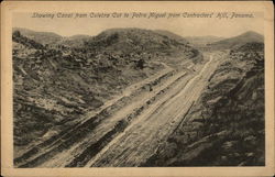 Showing Canal from Culebra Cut to Pedro Miguel from Contractors' Hill Panama Postcard Postcard