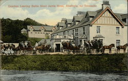 Coaches Leaving Ballie Nicol Jarvie-Hotel, for Trossachs Postcard