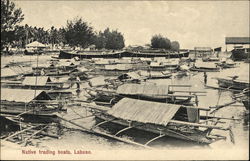 Native Trading Boats Postcard