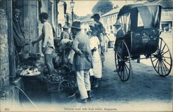 Chinese Road Side Fruit Seller Postcard
