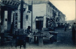Chinese sugar cane, banana, and water melon seller Postcard