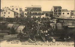 Procession Chinoise (le Dragon traversant la Rivière sur un Pont de Jonques) Haiphong, Vietnam Southeast Asia Postcard Postcard