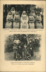 Religieuses indigènes sous la direction d'une sœur blanche. Kubuna, Papua New Guinea South Pacific Postcard Postcard