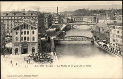 Le Rhône et le Quai de la Poste Geneva, Switzerland Postcard Postcard