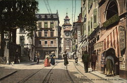 Rue d'Italie et Tour St. Jean Vevey, Switzerland Postcard Postcard